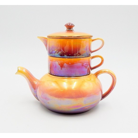 Royal Winton Grimwades Two Tone Luster 4 Piece Individual Stacking Tea Set - Picture 3 of 15